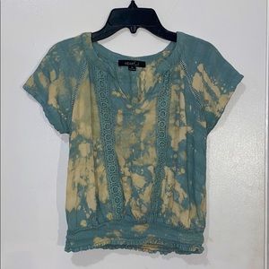 Boho Blouse - Cool Blue/Cream Tie-dye; Size XS